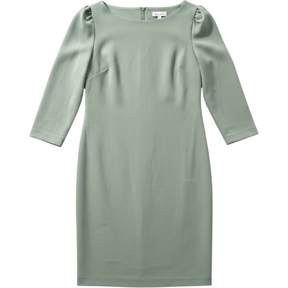 Calvin Klein Dresses & Skirts - Calvin Klein Seafoam Green Exposed Gold Zip 3/4 Sleeve Sheath Office Dress Sz 12